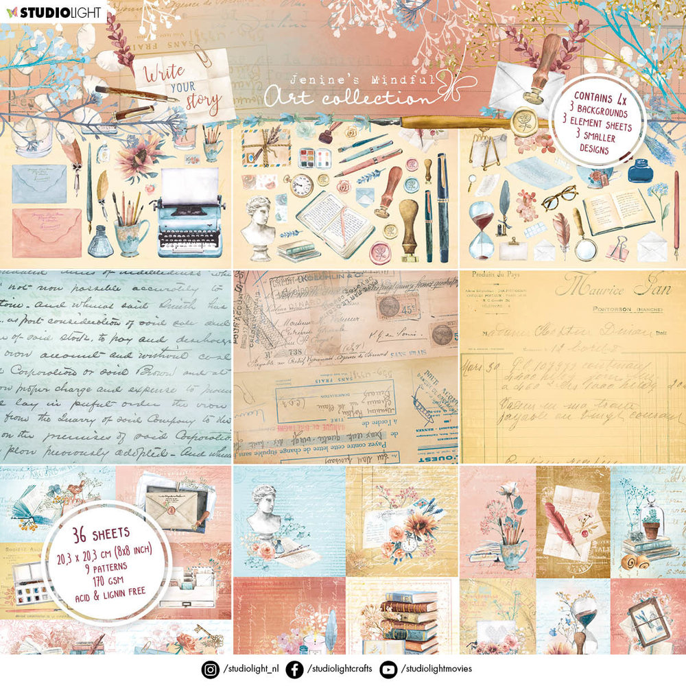 Studio Light Write Your Story 8x8 Inch Mixed Designs Paper Pad (JMA-WYS-PP35) Studio Light Write Your Story 8x8 Inch Mixed Designs Paper Pad (JMA-WYS-PP35)
