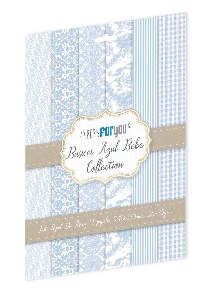Papers For You Basicos Azul Bebe Rice Paper Kit (8pcs) (PFY-10171) Papers For You Basicos Azul Bebe Rice Paper Kit (8pcs) (PFY-10171)