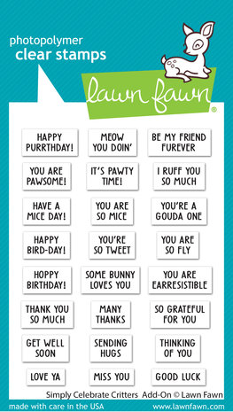 Lawn Fawn Simply Celebrate Critters Add-On Clear Stamps (LF2862) Lawn Fawn Simply Celebrate Critters Add-On Clear Stamps (LF2862)