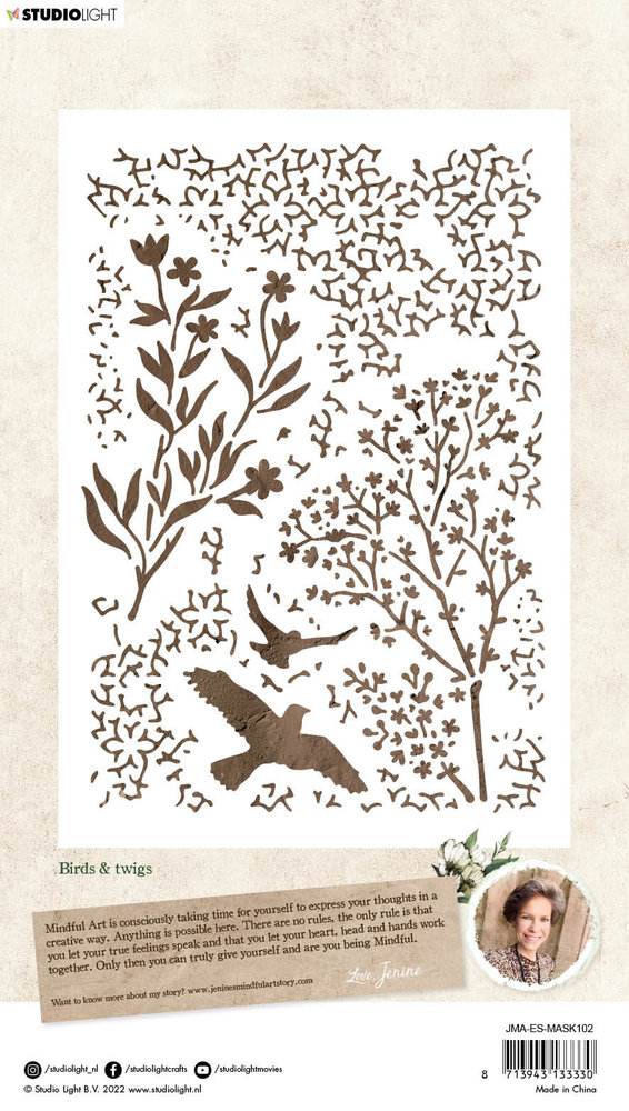 Studio Light Jenine's Mindful Art Collection Masking Stencil Birds & Twigs (JMA-ES-MASK102)
