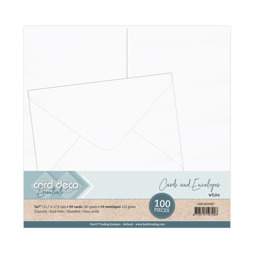 Card Deco Cards and Envelopes 5x7 Inch White (CDECAE10007)