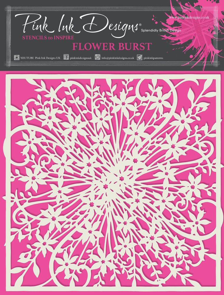 Pink Ink Designs Flower Burst 8x8 Inch Masking Stencil (PINKST013)
