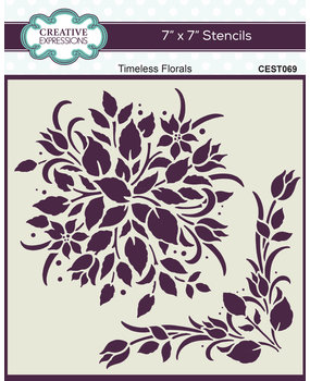 Creative Expressions Masking Stencil 7x7 Inch Timeless Florals (CEST069)