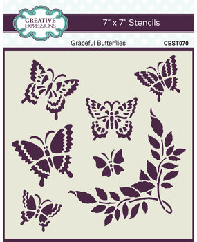 Creative Expressions Masking Stencil 7x7 Inch Graceful Butterflies (CEST070) Creative Expressions Masking Stencil 7x7 Inch Graceful Butterflies (CEST070)