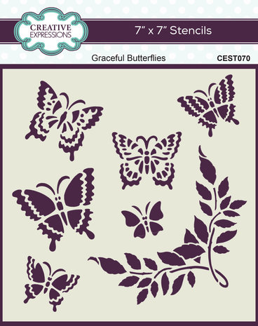 Creative Expressions Masking Stencil 7x7 Inch Graceful Butterflies (CEST070) Creative Expressions Masking Stencil 7x7 Inch Graceful Butterflies (CEST070)
