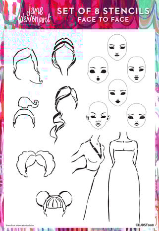 Jane Davenport Masking Stencil A4 Face to Face (CEJDST008) Jane Davenport Masking Stencil A4 Face to Face (CEJDST008)
