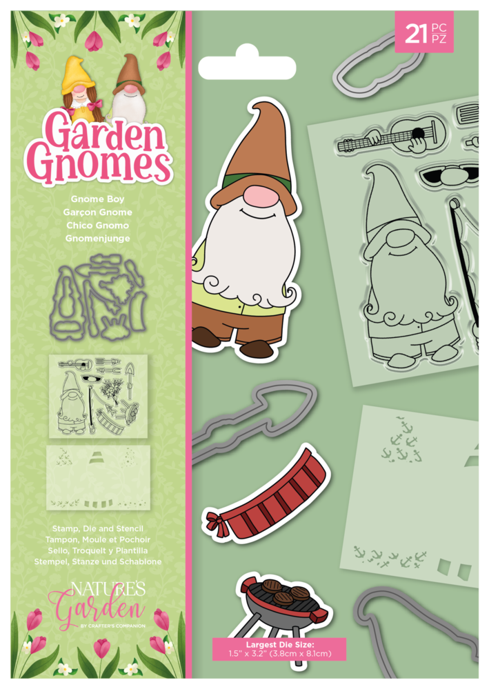 Crafter's Companion Garden Gnomes Gnome Boy Stamp, Die & Stencil (NG-GGN-STD-GBOY)