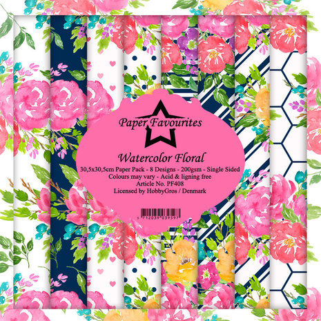 Paper Favourites Watercolor Floral 12x12 Inch Paper Pack (PF408)