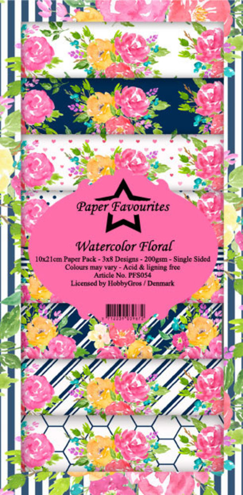 Paper Favourites Watercolor Floral Slimline Paper Pack (PFS054)