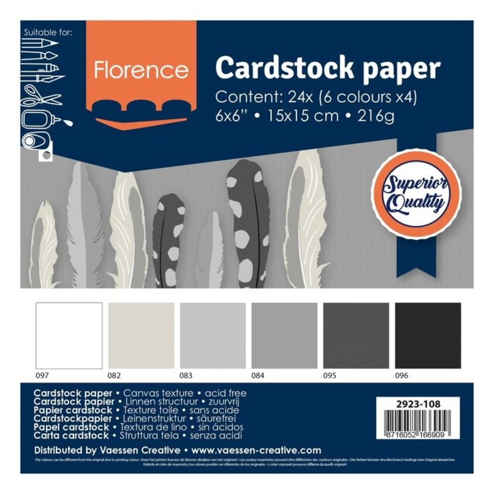 Vaessen Creative Florance Cardstock 6x6 Inch Multipack Texture Zwart (2923-108) Vaessen Creative Florance Cardstock 6x6 Inch Multipack Texture Zwart (2923-108)