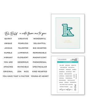 Spellbinders Stitched Alphabet Descriptors Sentiments Clear Stamp (STP-121)