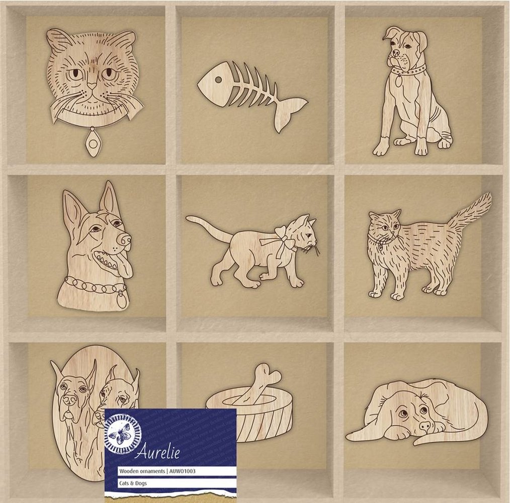 Aurelie Cats & Dogs Wooden Ornaments (AUWO1003) Aurelie Cats & Dogs Wooden Ornaments (AUWO1003)