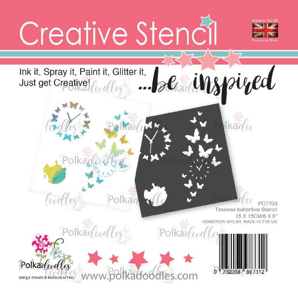 Polkadoodles Timeless Butterflies 6x6 Inch Creative Stencil (PD7703)