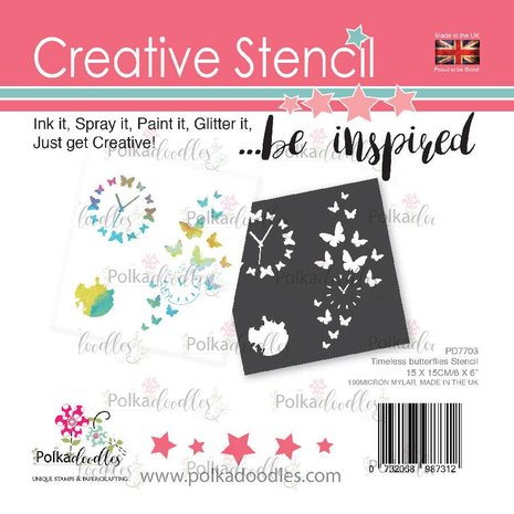 Polkadoodles Timeless Butterflies 6x6 Inch Creative Stencil (PD7703)