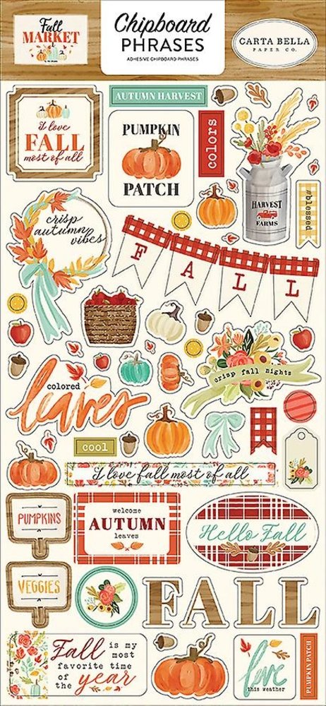 Carta Bella Fall Market 6x13 Inch Chipboard Phrases (CBFAM105022) Carta Bella Fall Market 6x13 Inch Chipboard Phrases (CBFAM105022)