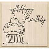 Heyda Happy Birthday Muffin Wood Mounted Rubber Stamp (211801311)