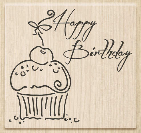 Heyda Happy Birthday Muffin Wood Mounted Rubber Stamp (211801311) Heyda Happy Birthday Muffin Wood Mounted Rubber Stamp (211801311)