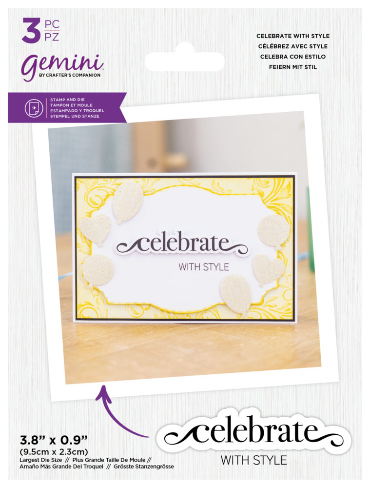 Gemini Fancy Sentiment Celebrate with Style Stamp & Die (GEM-STD-FS-CEWS) Gemini Fancy Sentiment Celebrate with Style Stamp & Die (GEM-STD-FS-CEWS)