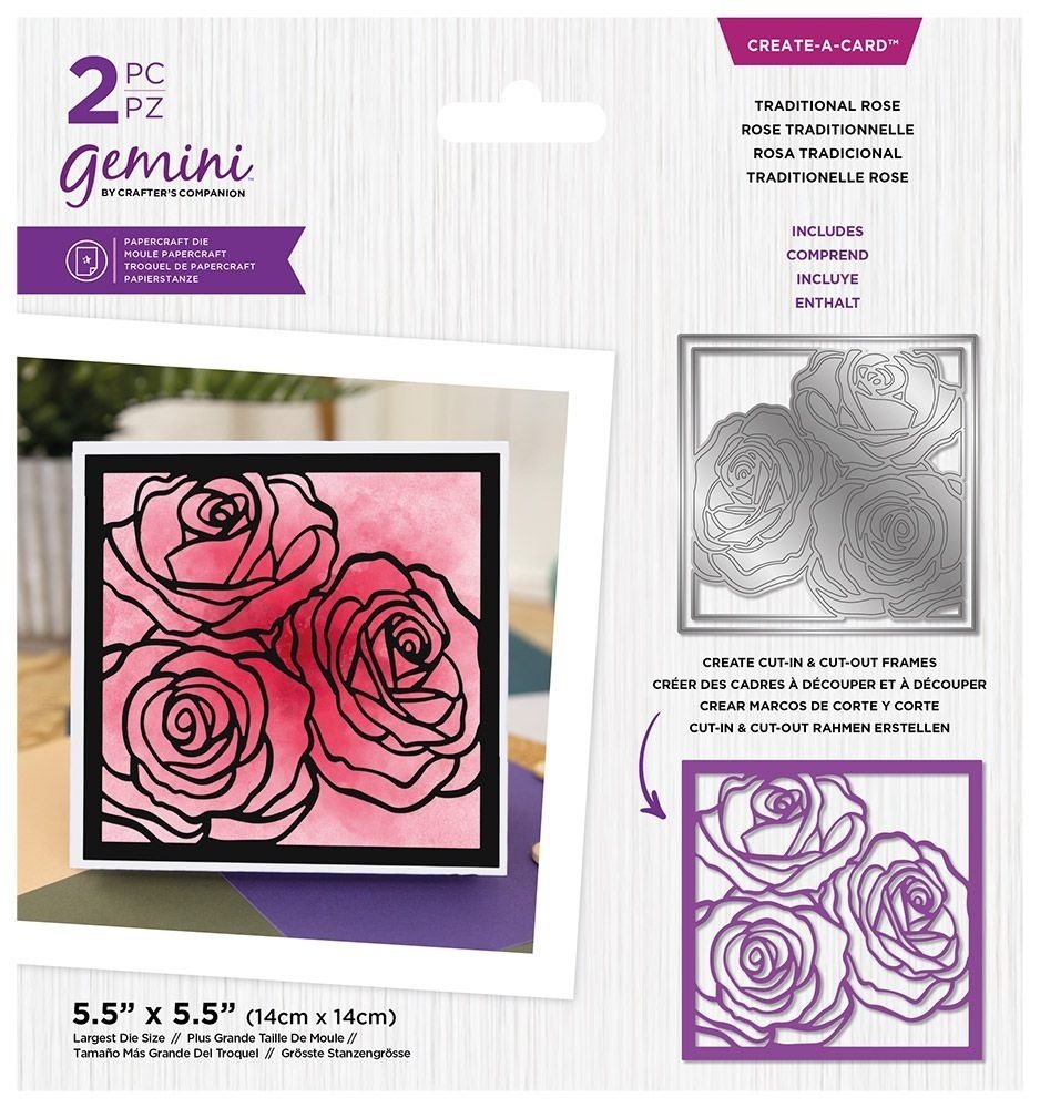 Gemini Framed Floral Traditional Rose Create-a-Card Dies (GEM-MD-CAD-TRRO)