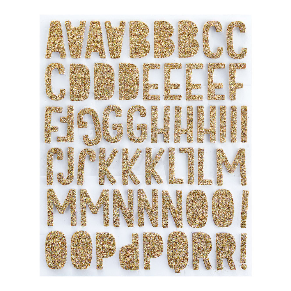 Spellbinders Gold Glitter Foam Block Alphabet Stickers (SCS-198)