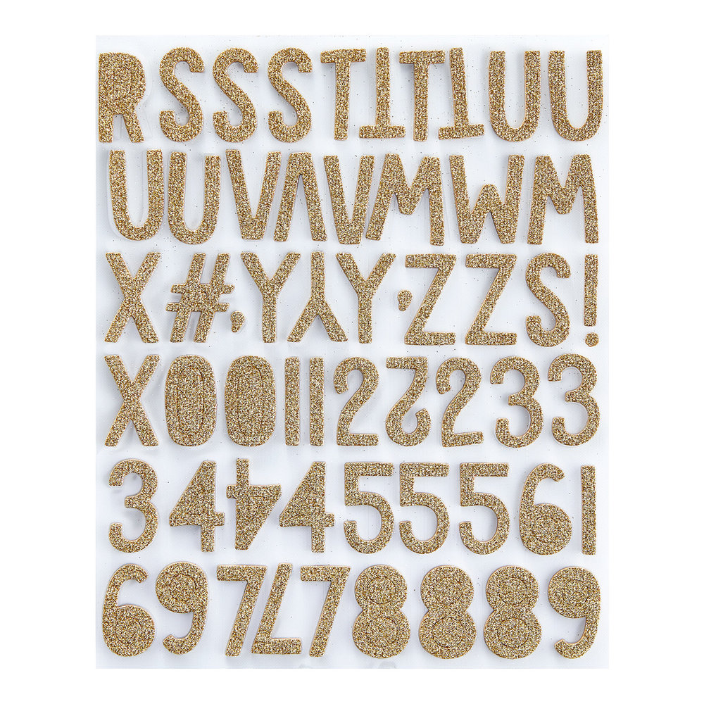 Spellbinders Gold Glitter Foam Block Alphabet Stickers (SCS-198)