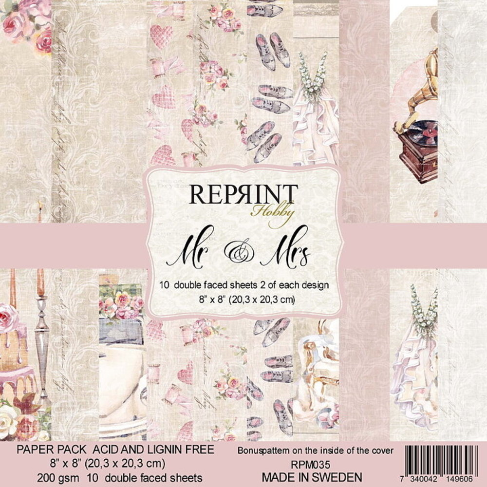Reprint Mr & Mrs 8x8 Inch Paper Pack (RPM035) Reprint Mr & Mrs 8x8 Inch Paper Pack (RPM035)