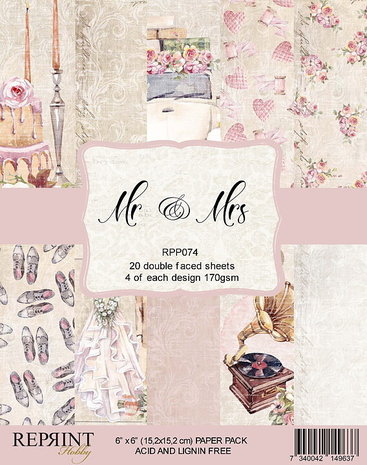 Reprint Mr & Mrs 6x6 Inch Paper Pack (RPP074) Reprint Mr & Mrs 6x6 Inch Paper Pack (RPP074)