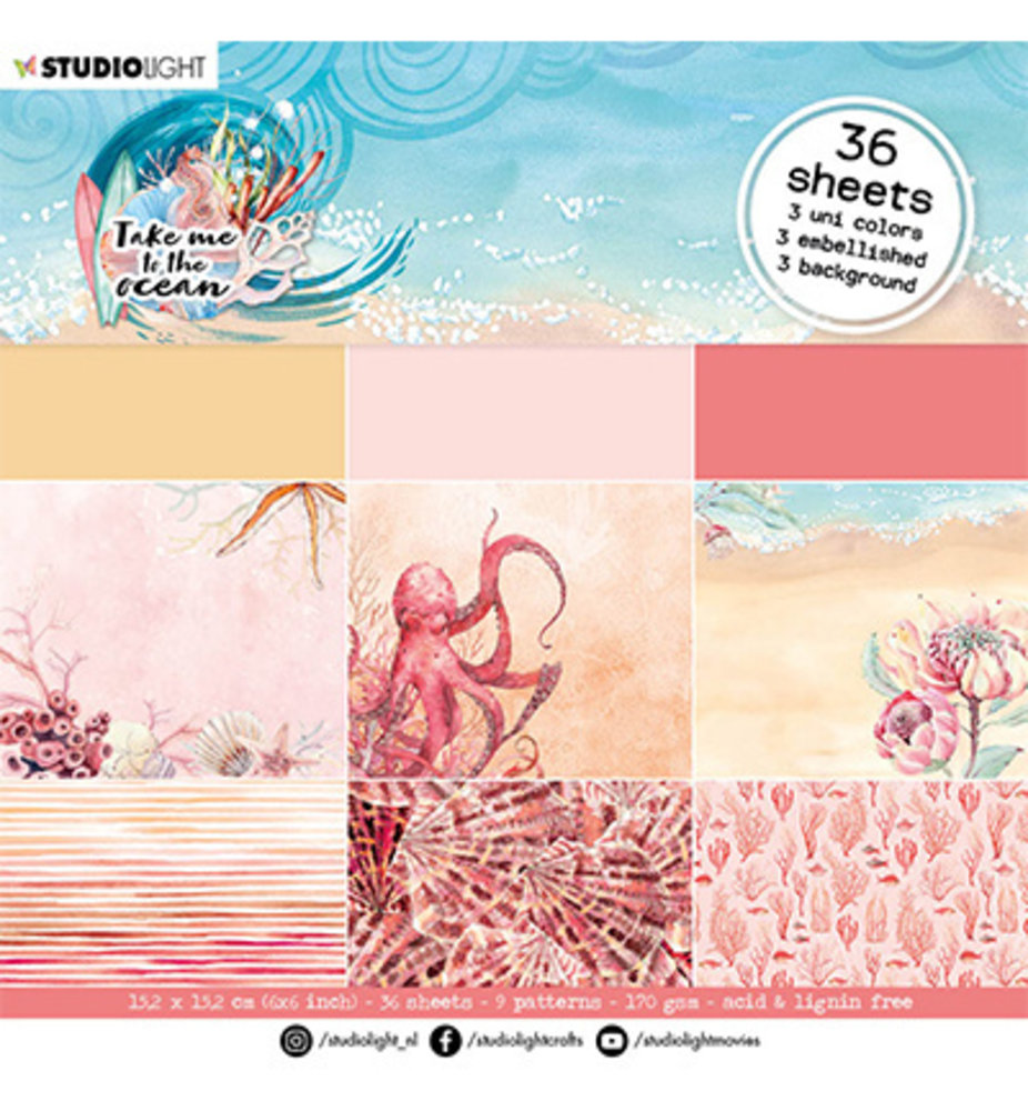Studio Light Take me to the Ocean Warm Colors 6x6 Inch Paper Pad (SL-TO-PP36) Studio Light Take me to the Ocean Warm Colors 6x6 Inch Paper Pad (SL-TO-PP36)