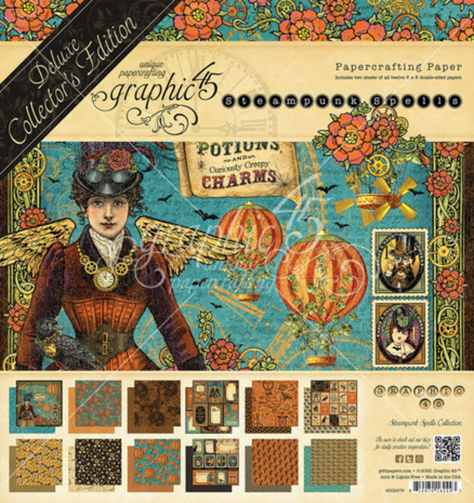 Graphic 45 Steampunk Spells 8x8 Inch Deluxe Paper Pad (4502479) Graphic 45 Steampunk Spells 8x8 Inch Deluxe Paper Pad (4502479)