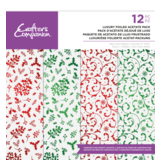 Crafter's Companion Luxury Foiled Acetate Pack 12x12 Inch Red & Green (CC-PAD12-LUXF-RG)