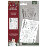 Crafter's Companion Vintage Snowman Clear Stamp Christmas Greetings (VINSN-ST-CA-CHGRE)