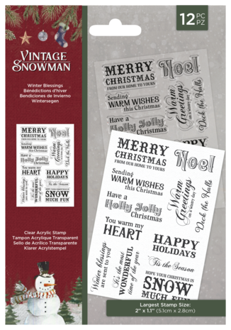 Crafter's Companion Vintage Snowman Clear Stamp Winter Blessings (VINSN-ST-CA-WIBLES)