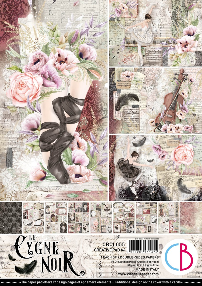 Ciao Bella Papercrafting Cygne Noir A4 Creative Pad (CBCL055) Ciao Bella Papercrafting Cygne Noir A4 Creative Pad (CBCL055)