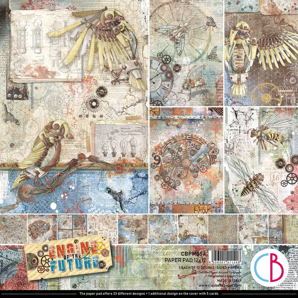 Ciao Bella Papercrafting Engine of the Future 12x12 Inch Paper Pad (CBPM054)