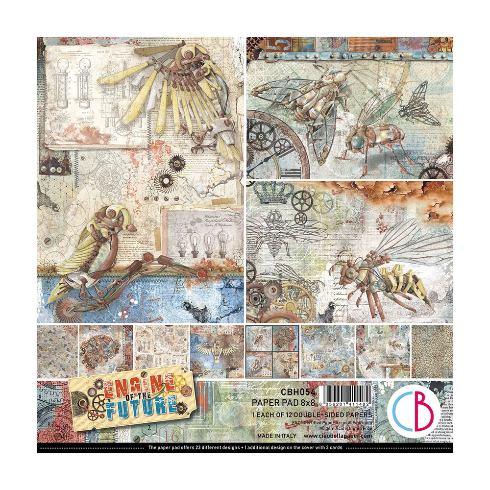 Ciao Bella Papercrafting Engine of the Future 8x8 Inch Paper Pad (CBH054) Ciao Bella Papercrafting Engine of the Future 8x8 Inch Paper Pad (CBH054)