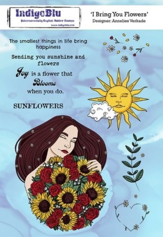 IndigoBlu I Bring you Flowers A5 Rubber Stamps (IND0975)