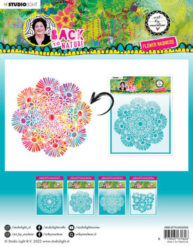 Studio Light Back To Nature Masking Stencil Flower Madness (ABM-BTN-MASK84)