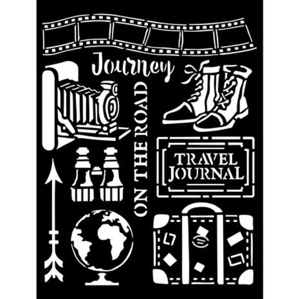 Stamperia Our Way Thick Stencil 20x25cm Journey Elements (KSTD113) Stamperia Our Way Thick Stencil 20x25cm Journey Elements (KSTD113)