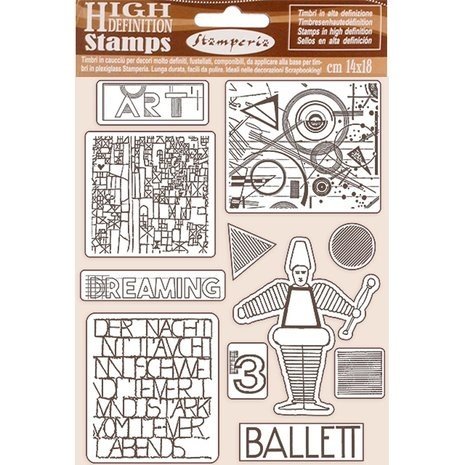 Stamperia Bauhaus Ballet Natural Rubber Stamp (WTKCC213)