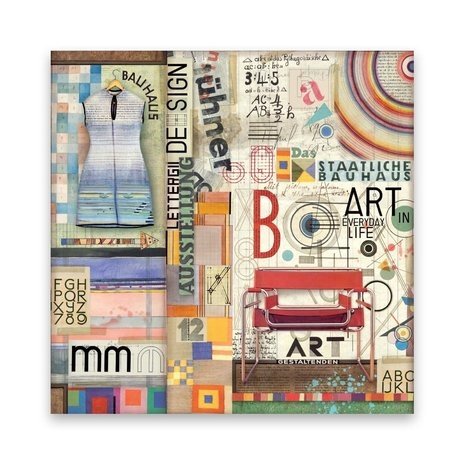 Stamperia Bauhaus 12x12 Inch Fabric Sheets (SBPLT03) Stamperia Bauhaus 12x12 Inch Fabric Sheets (SBPLT03)