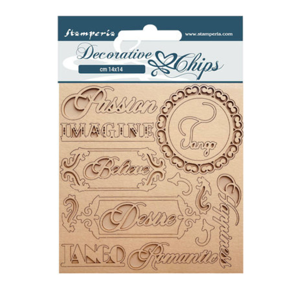 Stamperia Desire Decorative Chips Writings (SCB145) Stamperia Desire Decorative Chips Writings (SCB145)