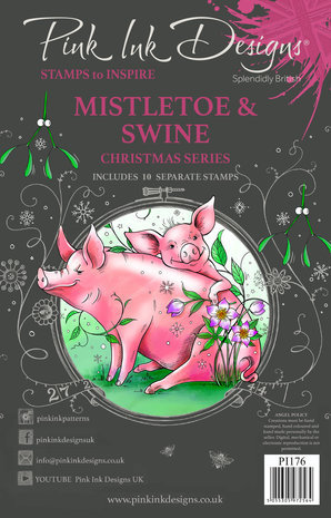 Pink Ink Designs Christmas Series Mistletoe & Swine A5 Clear Stamps (PI176) Pink Ink Designs Christmas Series Mistletoe & Swine A5 Clear Stamps (PI176)