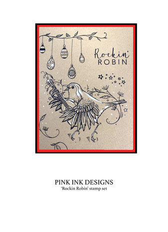 Pink Ink Designs Christmas Series Rockin Robin A5 Clear Stamps (PI179)