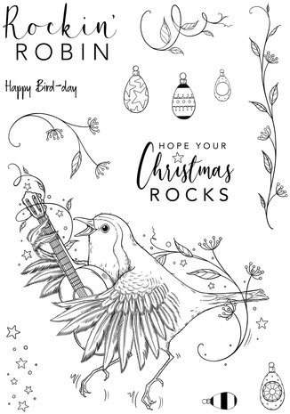 Pink Ink Designs Christmas Series Rockin Robin A5 Clear Stamps (PI179)