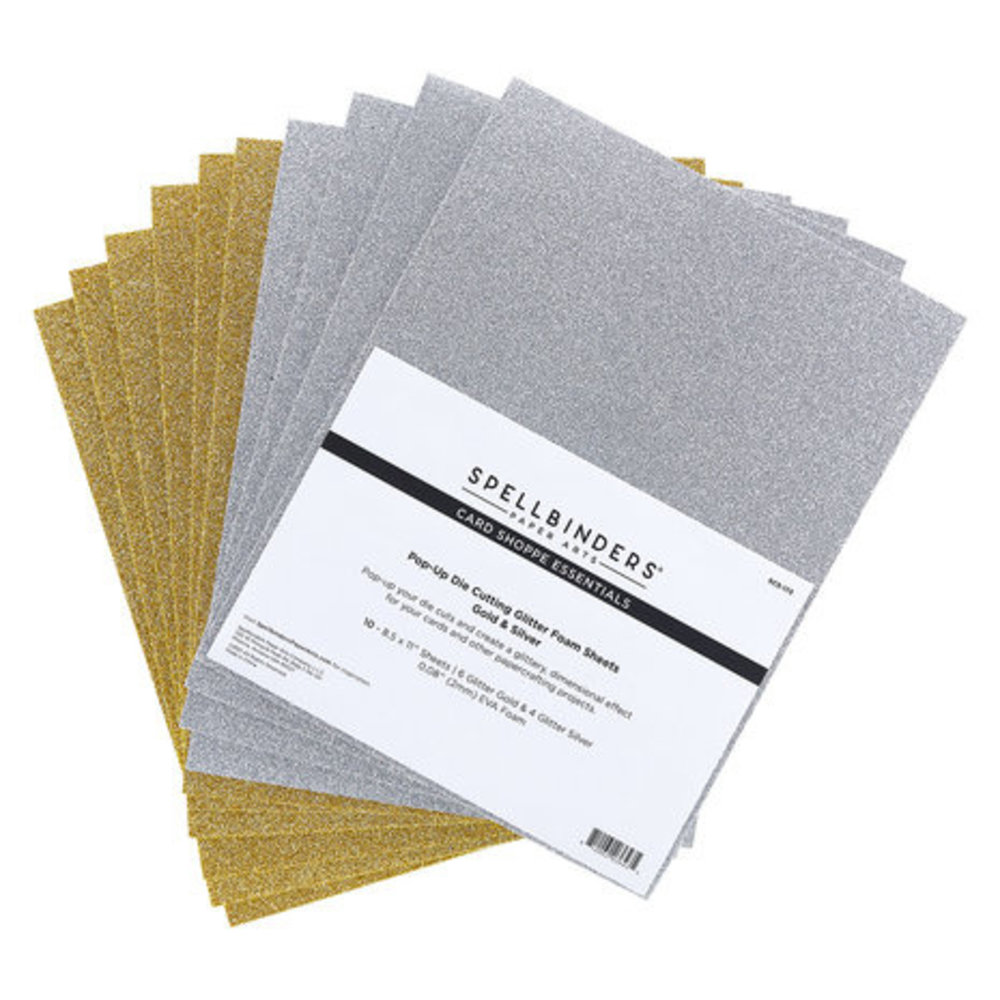 Spellbinders Pop-Up Die Cutting Glitter Foam Sheets Gold & Silver (SCS-173) Spellbinders Pop-Up Die Cutting Glitter Foam Sheets Gold & Silver (SCS-173)