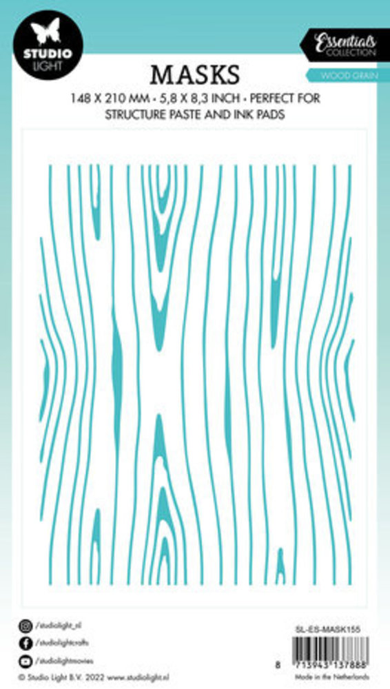 Studio Light Essentials Wood Grain A5 Masking Stencil (SL-ES-MASK155) Studio Light Essentials Wood Grain A5 Masking Stencil (SL-ES-MASK155)