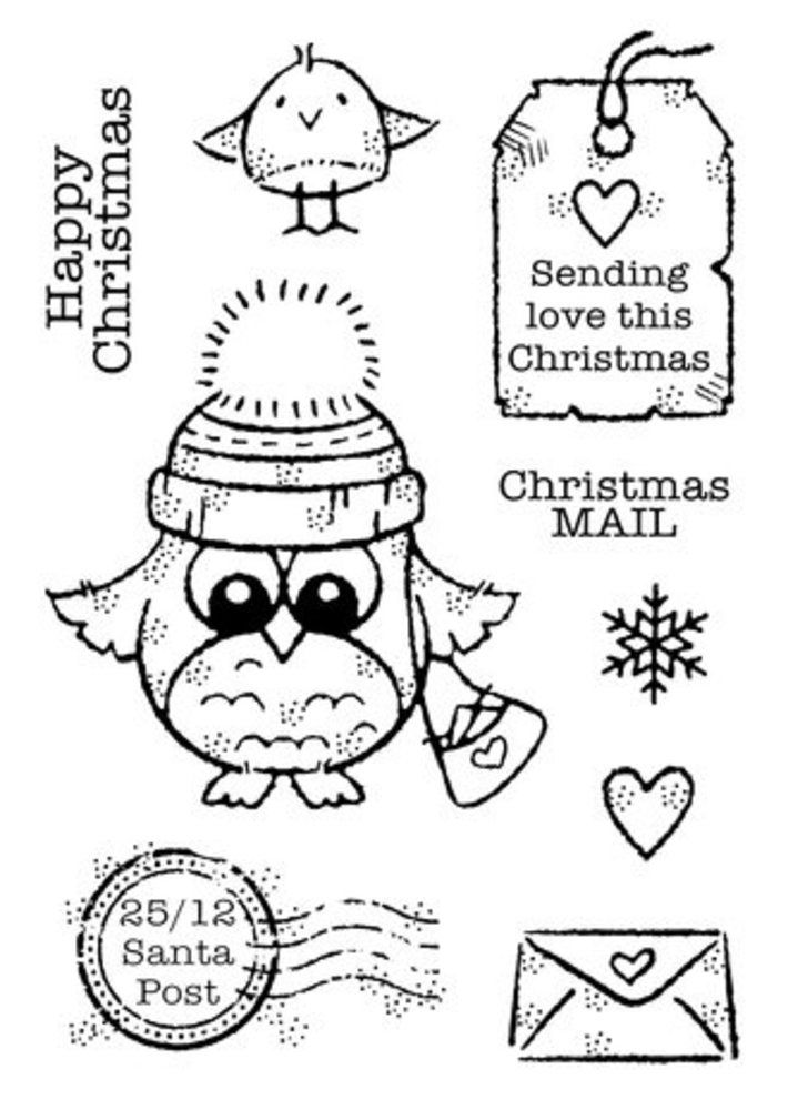 Woodware Owl Christmas Mail Clear Stamps (FRS934) Woodware Owl Christmas Mail Clear Stamps (FRS934)
