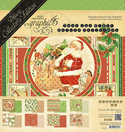 Graphic 45 Twas the Night Before Christmas 8x8 Inch Deluxe Paper Pad (4502497)