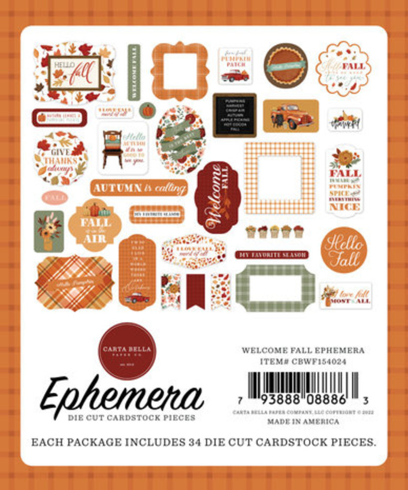 Carta Bella Welcome Fall Ephemera (CBWF154024) Carta Bella Welcome Fall Ephemera (CBWF154024)