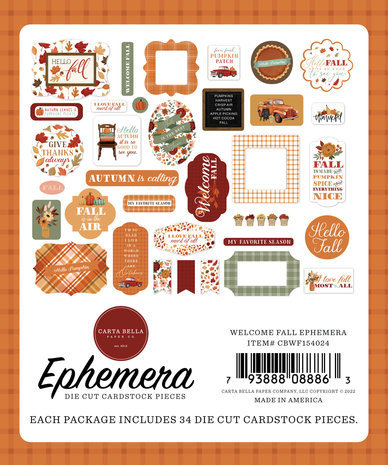Carta Bella Welcome Fall Ephemera (CBWF154024) Carta Bella Welcome Fall Ephemera (CBWF154024)
